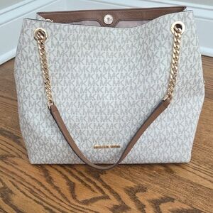 Michael Kors Signature Cream and Tan Shoulder Bag